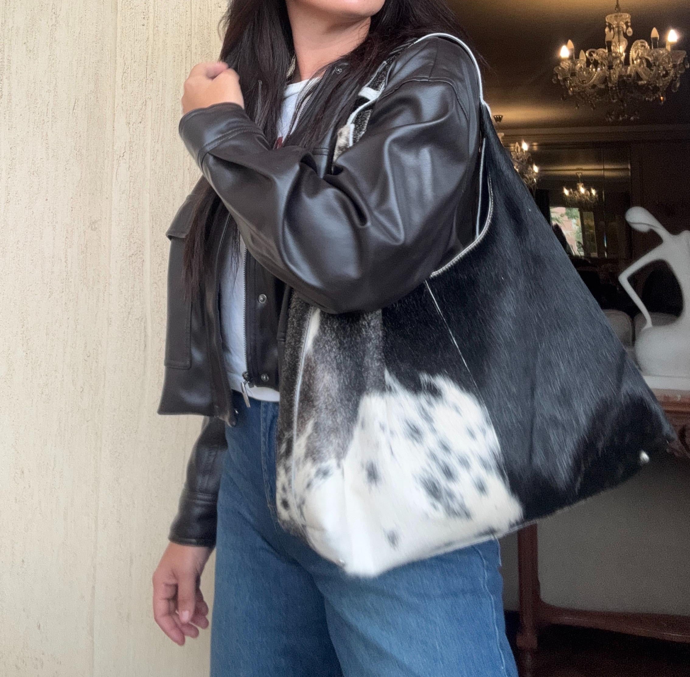 Cow hide tote bags
