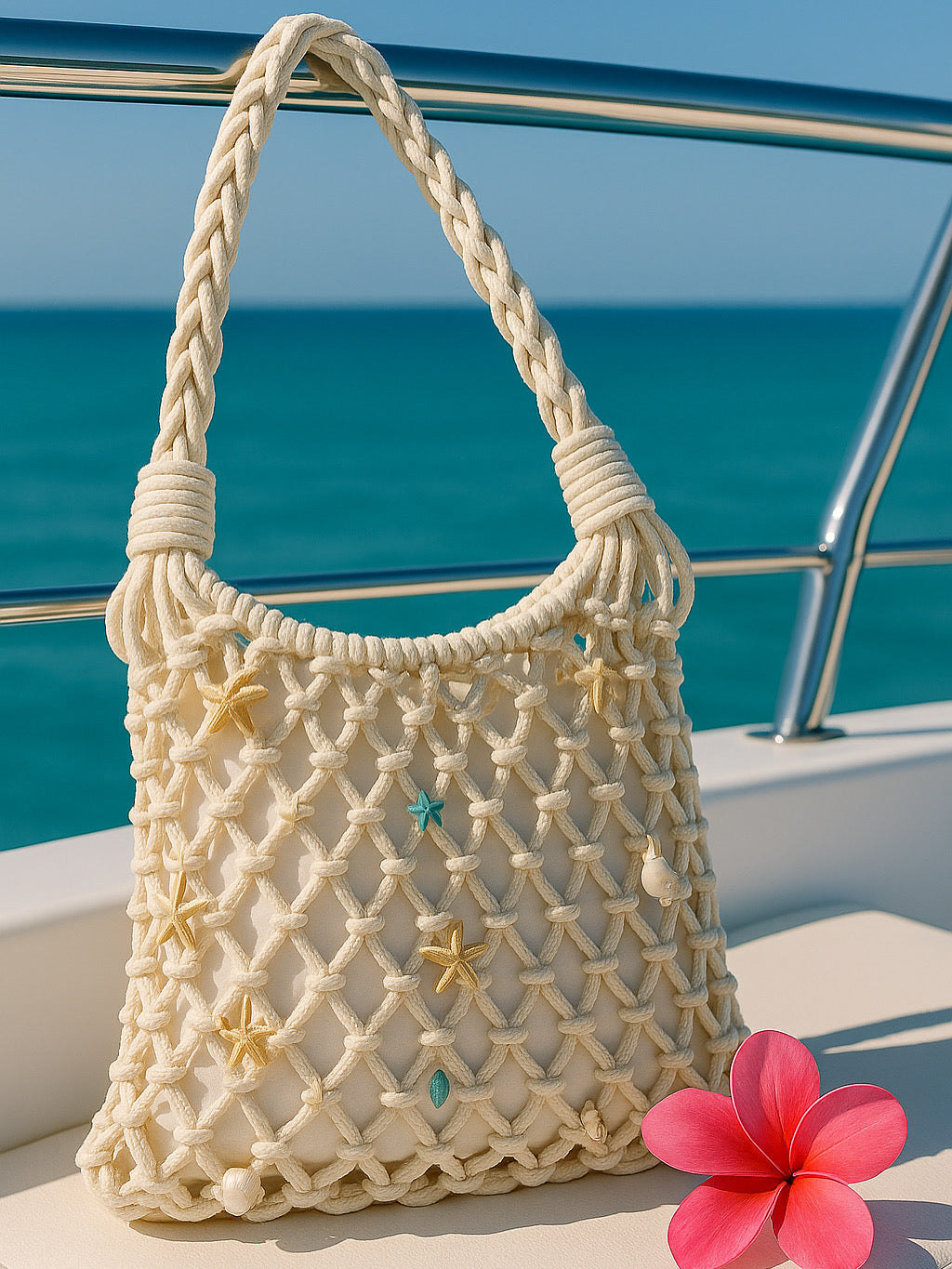 White crochet shell