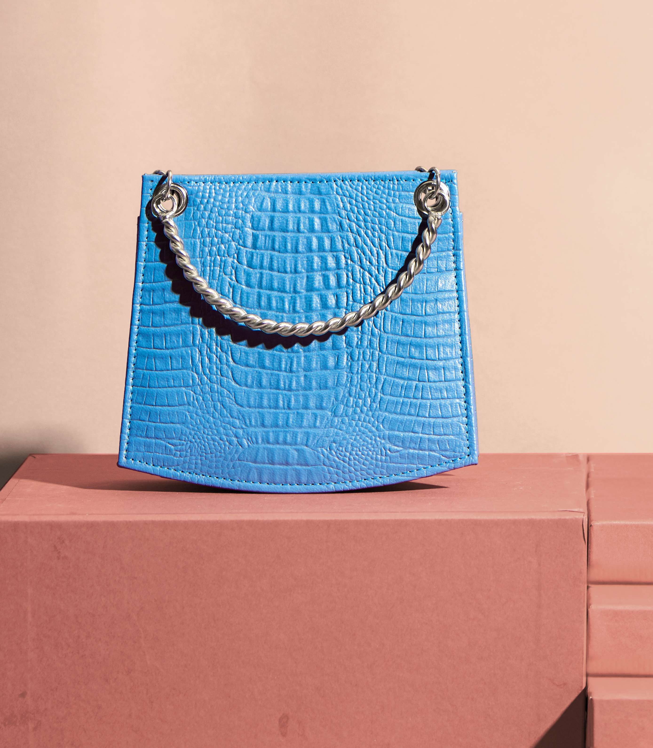 Baby Blue Croc Leather Bag