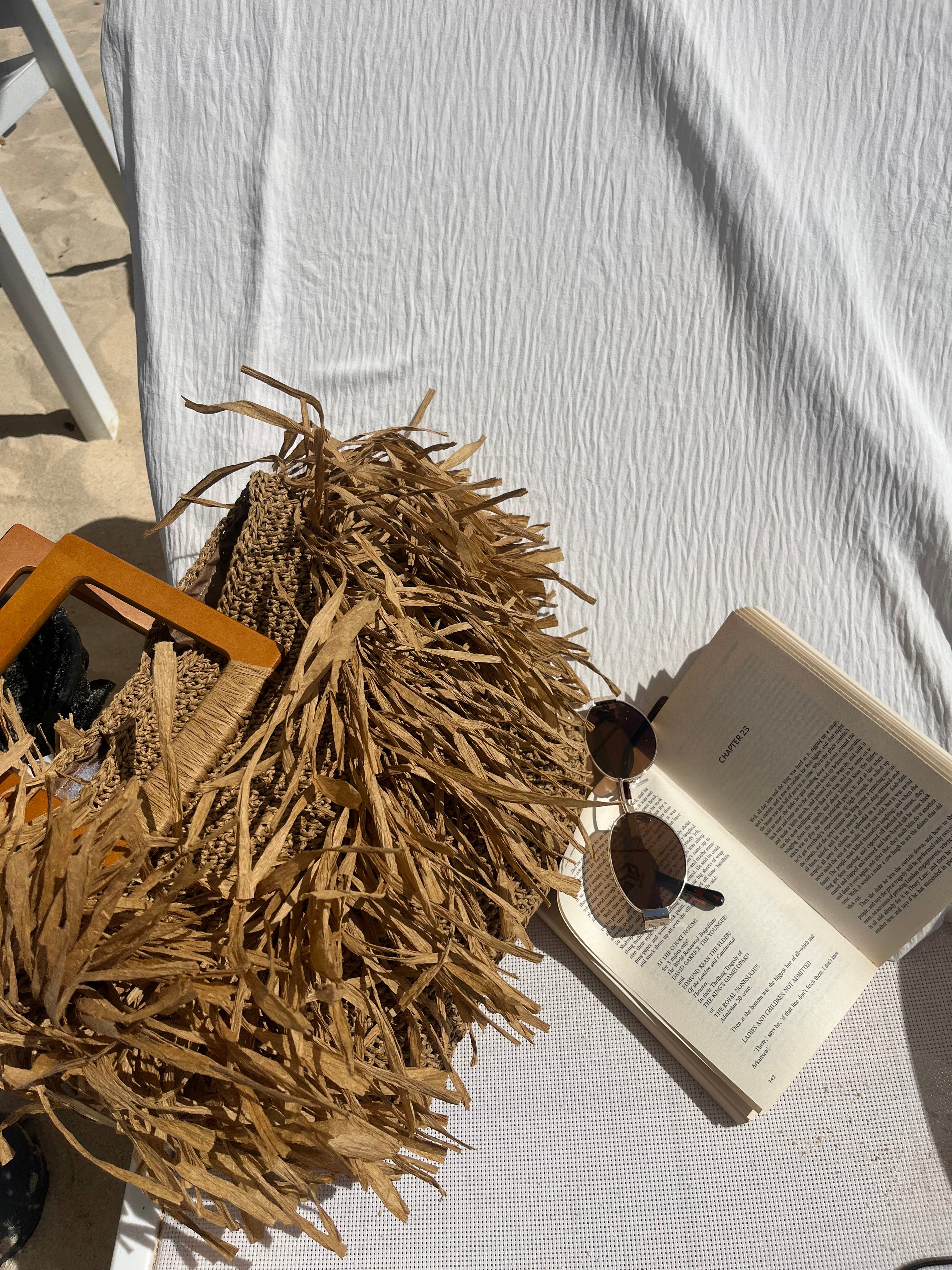 Our raffia wooden bag