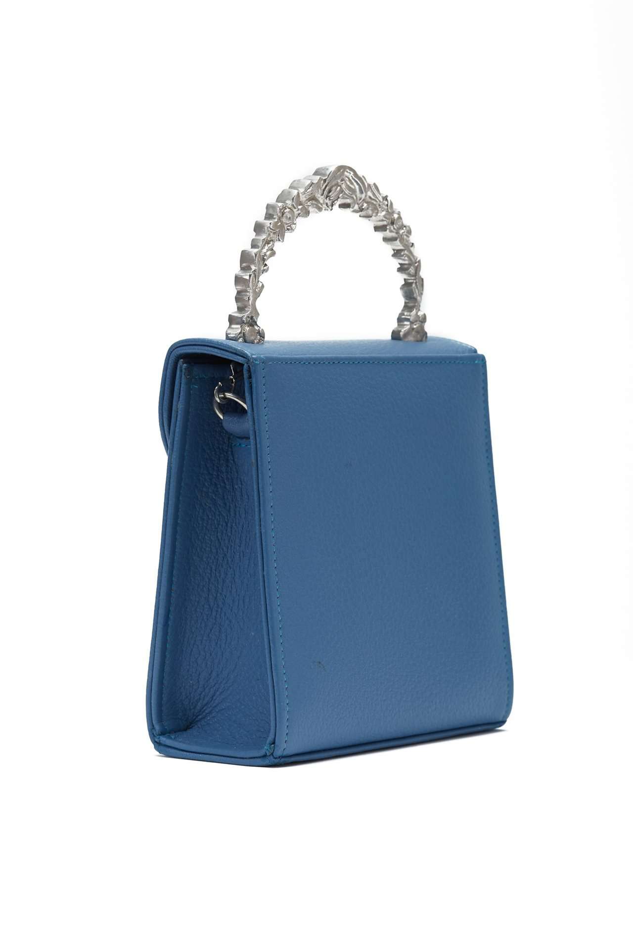 Blue Plain Leather Bag