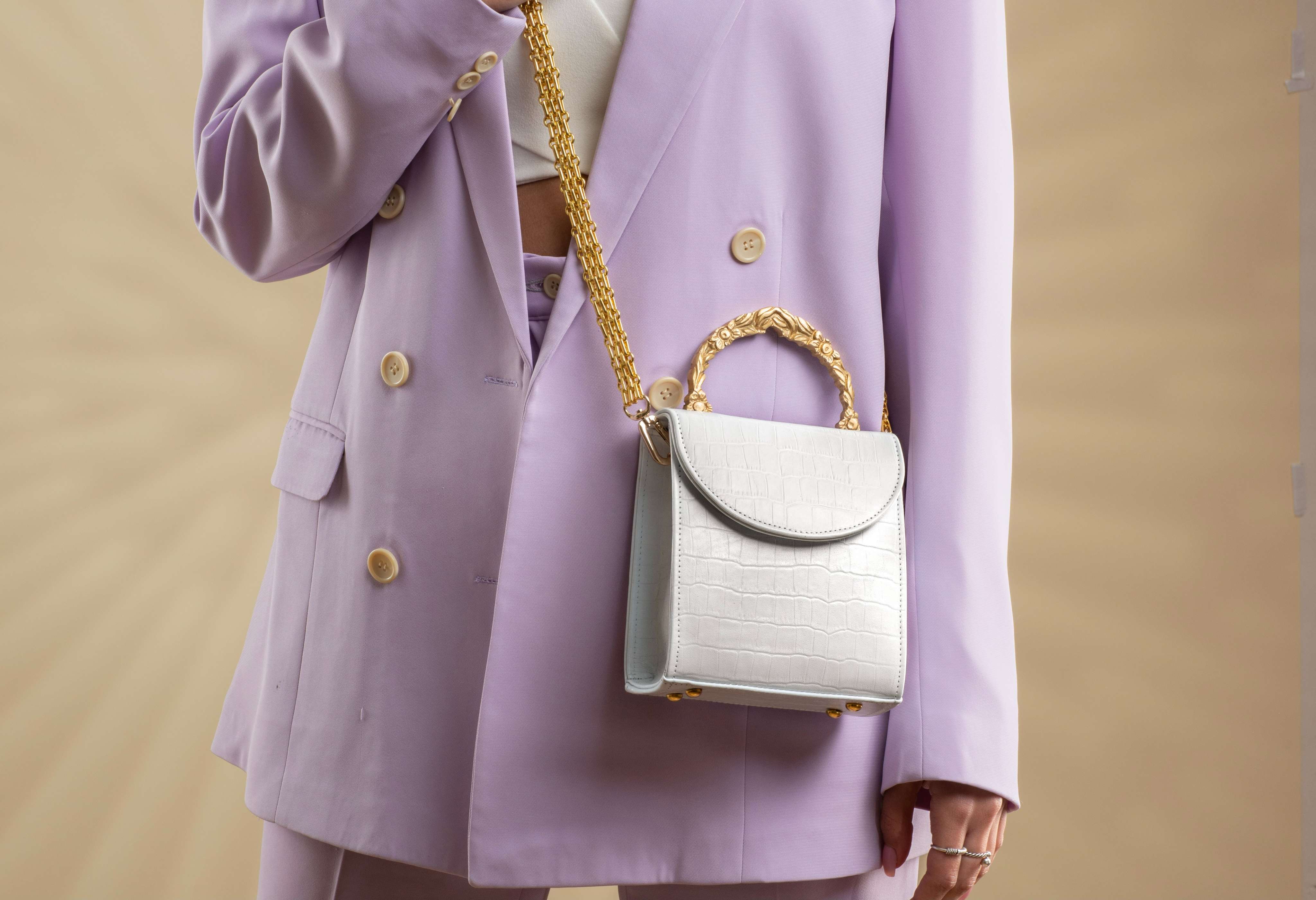 White Croc Leather Bag